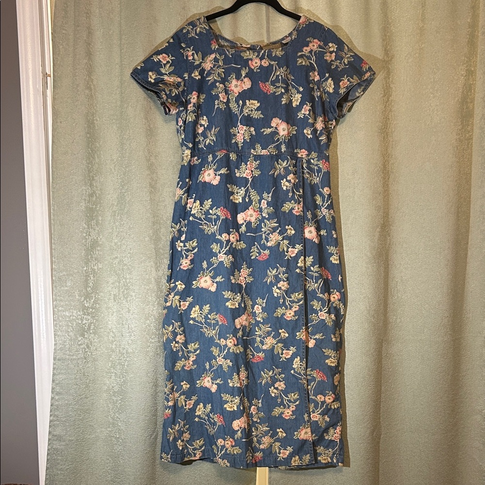 Liz Claiborne Blue Floral Midi Dress
